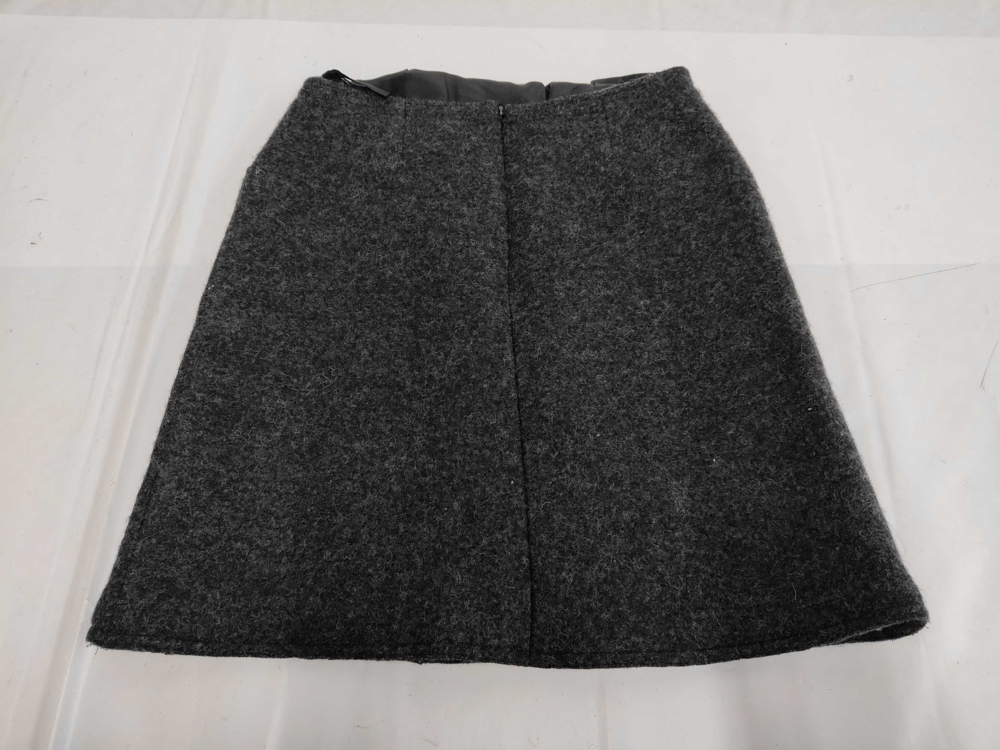 CHANEL 97A Wool Melton Skirt with Coco Mark Badge, PO9566, Charcoal Gray, Size 38, Skirt