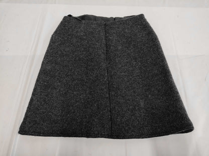 CHANEL 97A Wool Melton Skirt with Coco Mark Badge, PO9566, Charcoal Gray, Size 38, Skirt