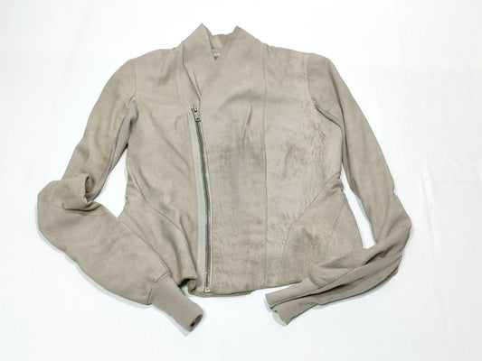 Rick Owens Lambskin Rider's Jacket, Beige, Size 42 
