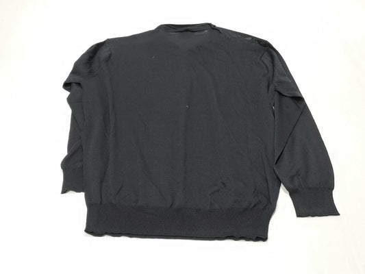 PRADA 24 Silk and Cotton Knit Polo Shirt with Detachable Collar, DNA02S, Navy and White, Size 46, Tops