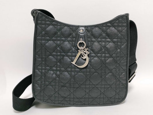 Dior Lady Dior Cannage Shoulder Bag in Black