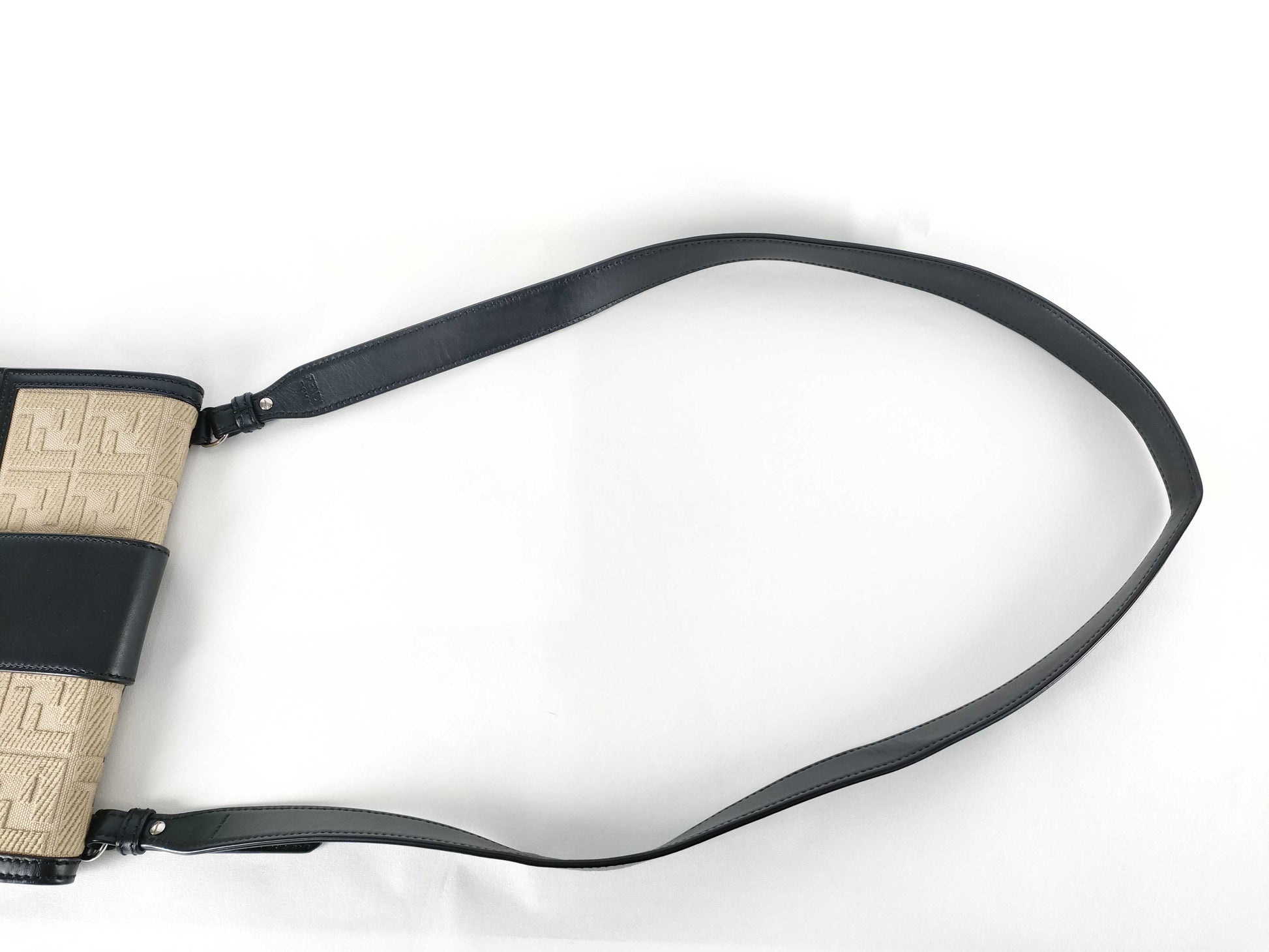 FENDI Zucca Flat Baguette Medium Shoulder Bag in Black