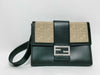 FENDI Zucca Flat Baguette Medium Shoulder Bag in Black
