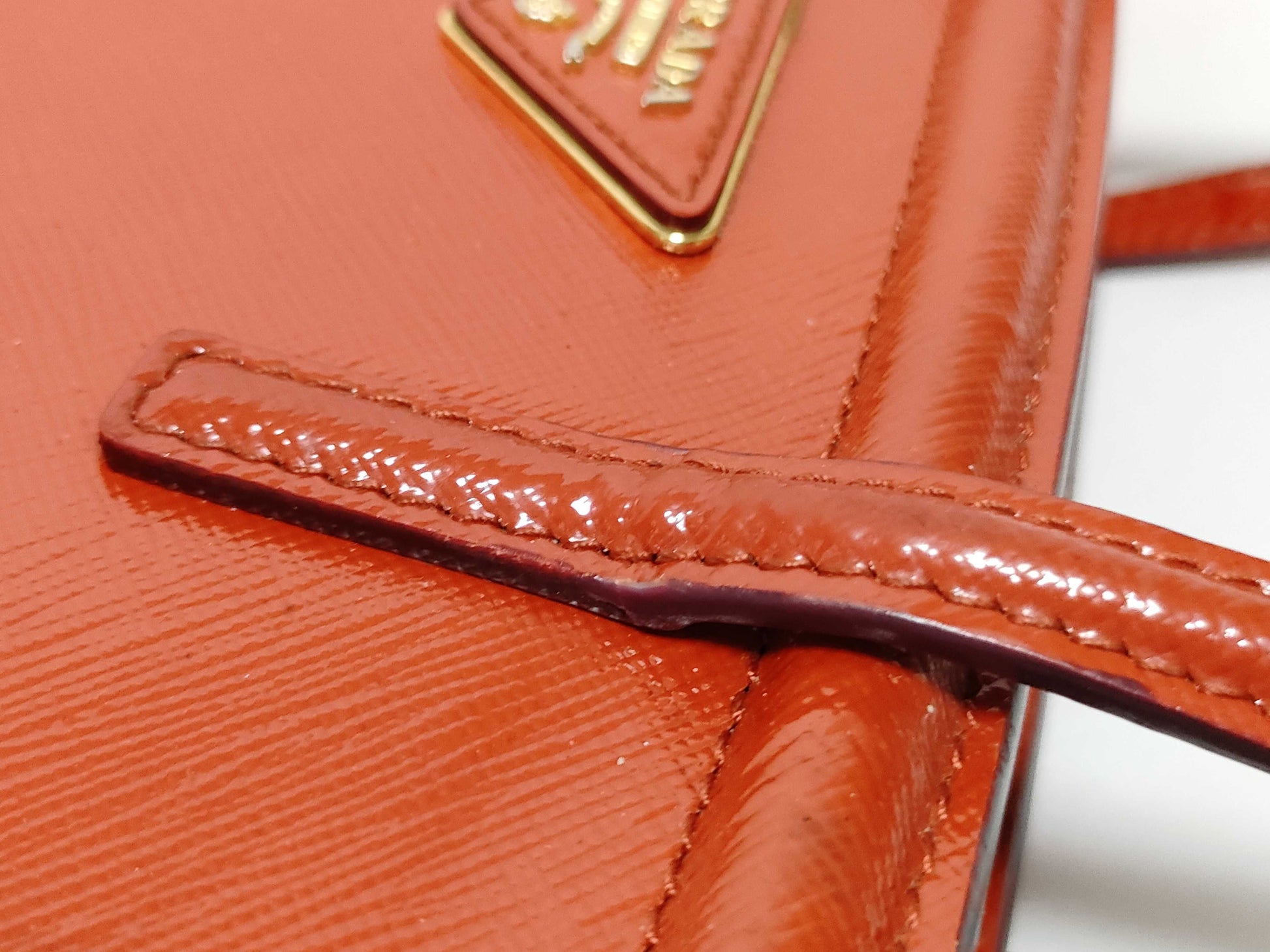 PRADA Prada Triangle Plate Enamel Saffiano 2-Way Handbag