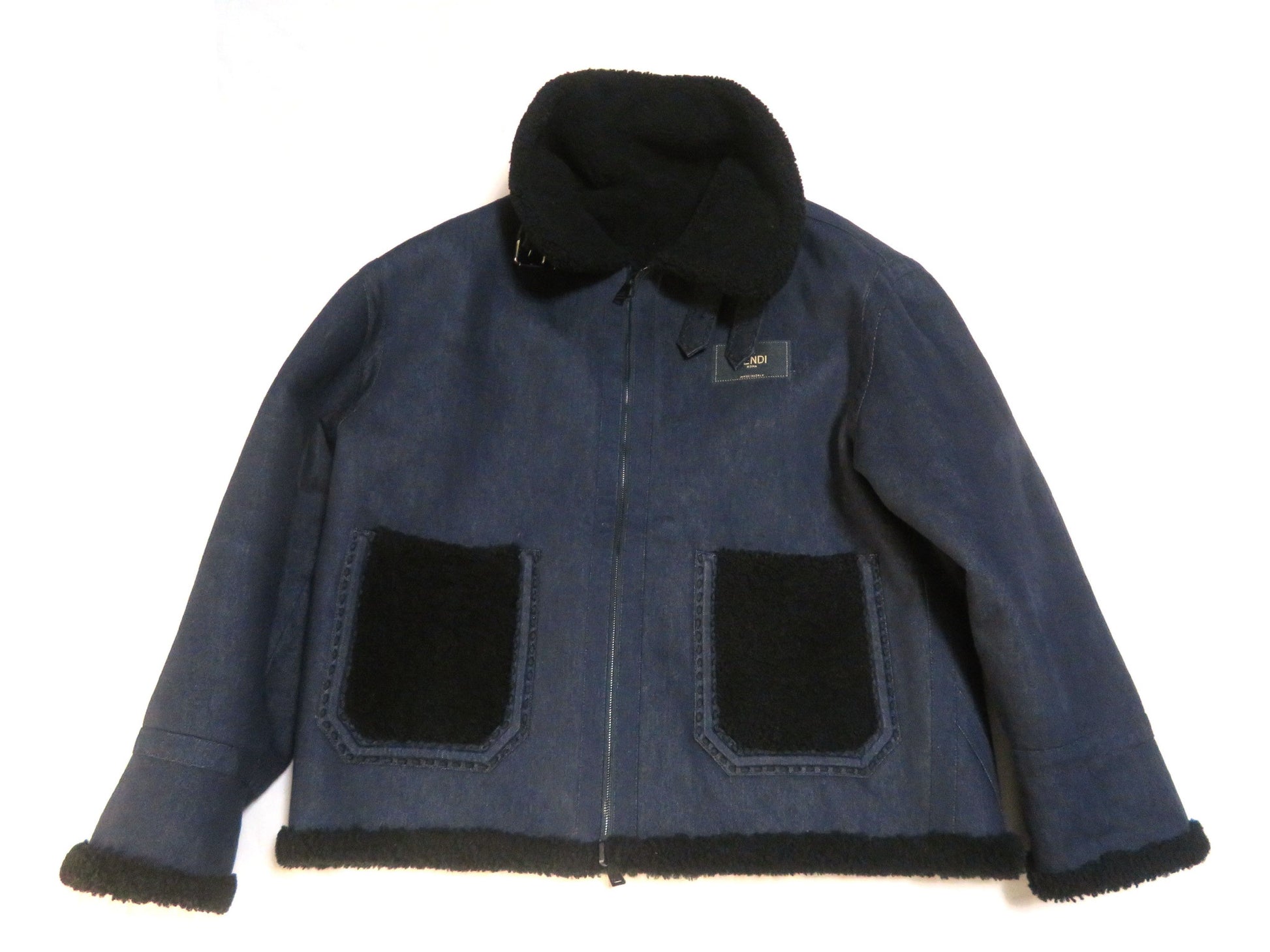 FENDI FENDI One-Point Logo Reversible Lambskin Mouton Jacket