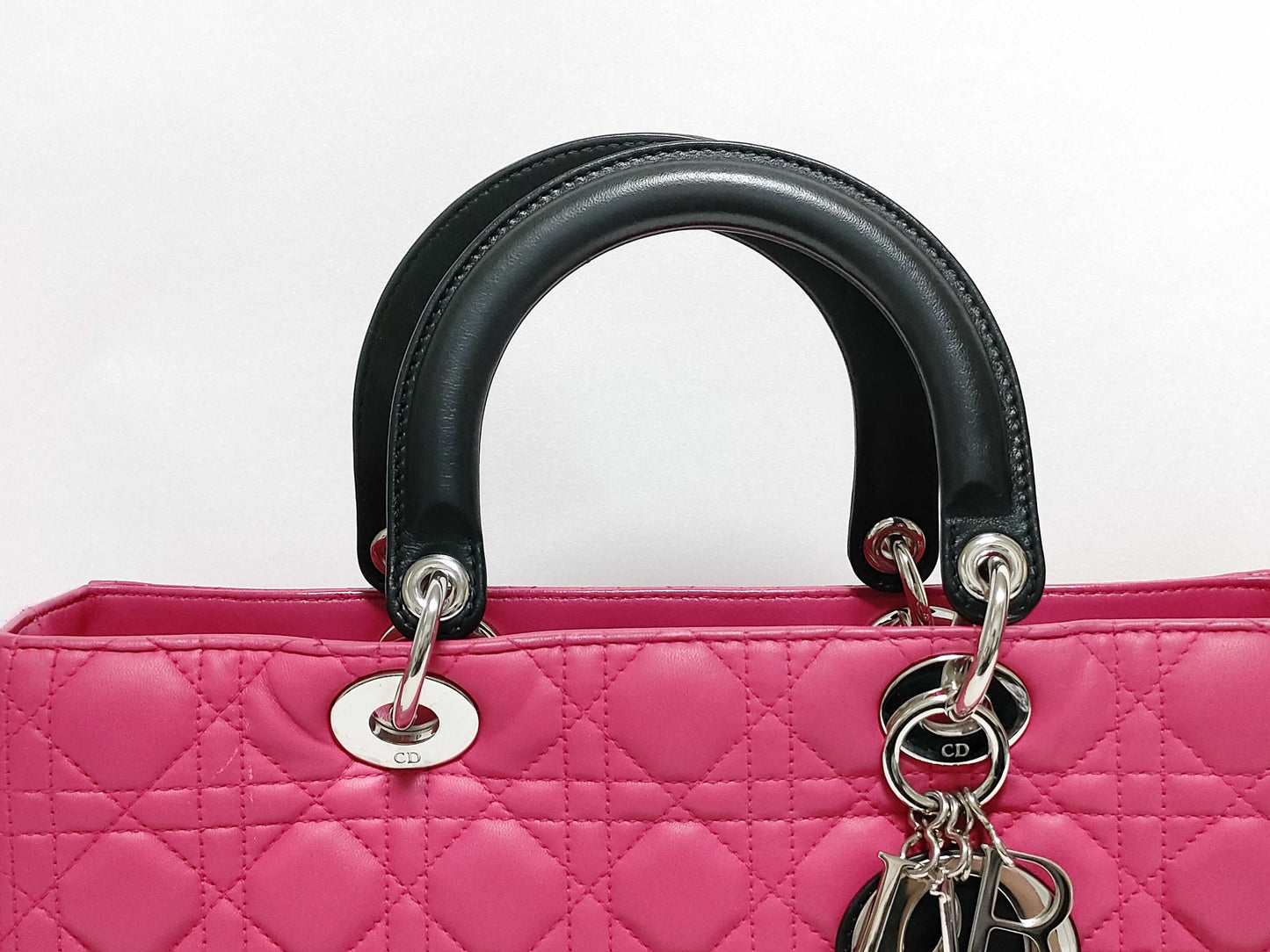 Dior Lady Dior Large Lamb Handbag Pink Two-Tone Handbag