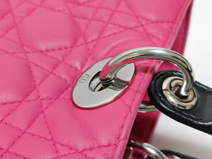 Dior Lady Dior Large Lamb Handbag Pink Two-Tone Handbag