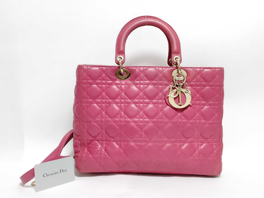 Dior Lady Dior Large Lamb Handbag Pink