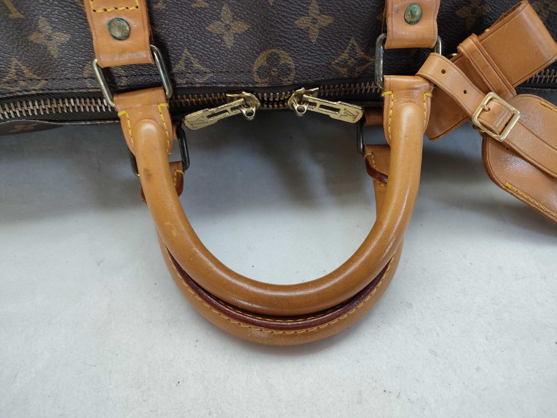 LOUIS VUITTON Monogram Keepall 50 M41426 VI882 Poignier Name Tag Boston Bag