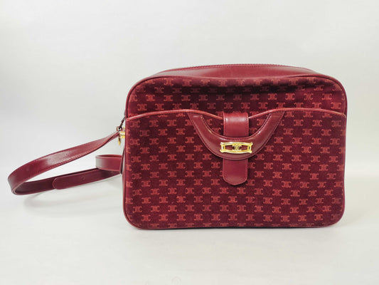 CELINE Macadam Suede Leather Shoulder Bag Camera Bag Shoulder Bag