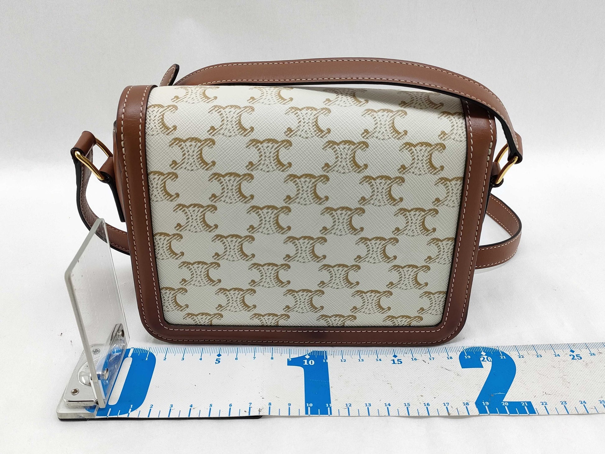 CELINE Teen Triomphe Shoulder Bag with Logo and Metal Hardware