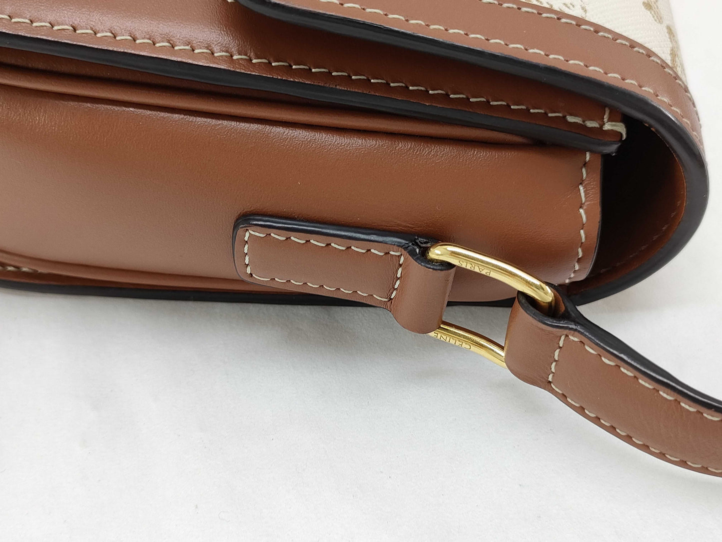 CELINE Teen Triomphe Shoulder Bag with Logo and Metal Hardware