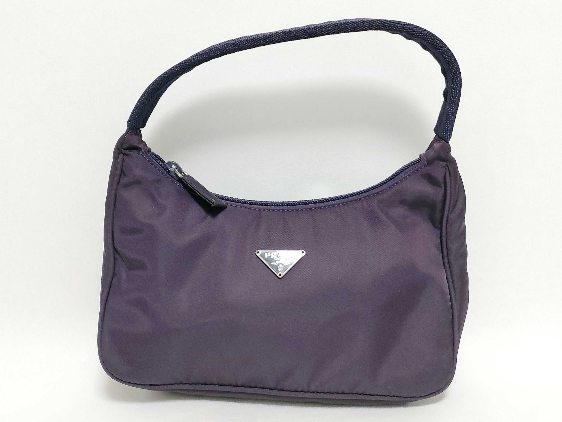 PRADA Nylon PRADA Purple Accessory Pouch One-Shoulder Bag with Triangle Logo PRADA Shoulder Bag