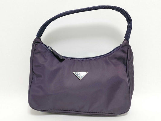 PRADA Nylon PRADA Purple Accessory Pouch One-Shoulder Bag with Triangle Logo PRADA Shoulder Bag