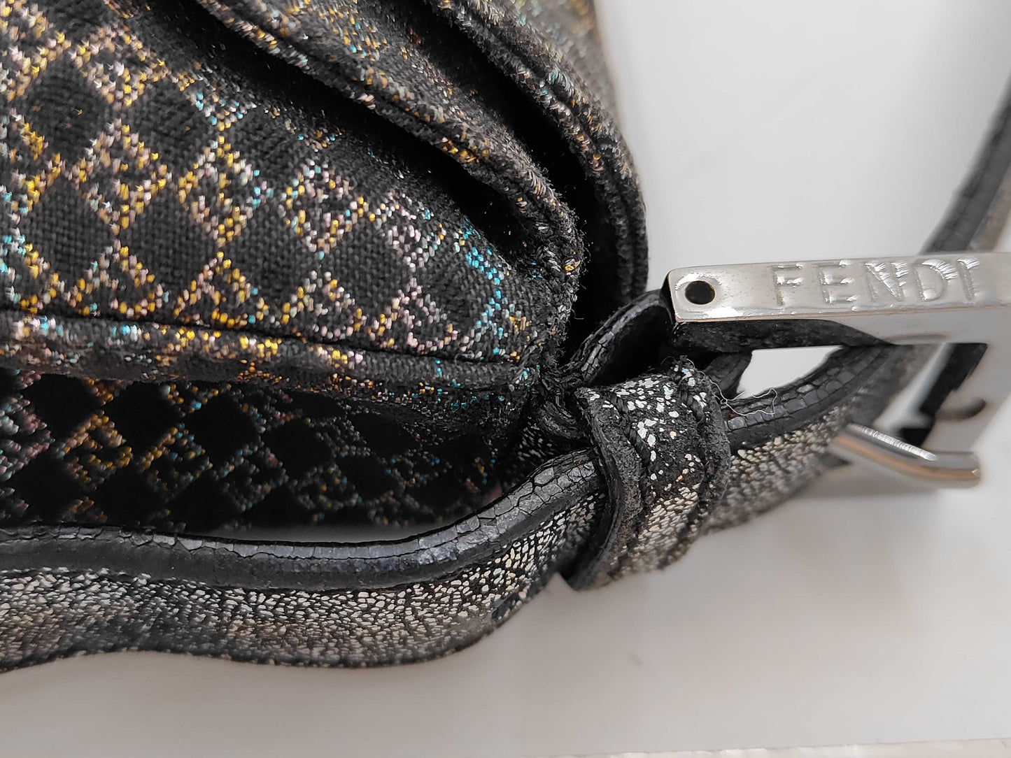 FENDI Mamma Bucket Lamé Shoulder Bag