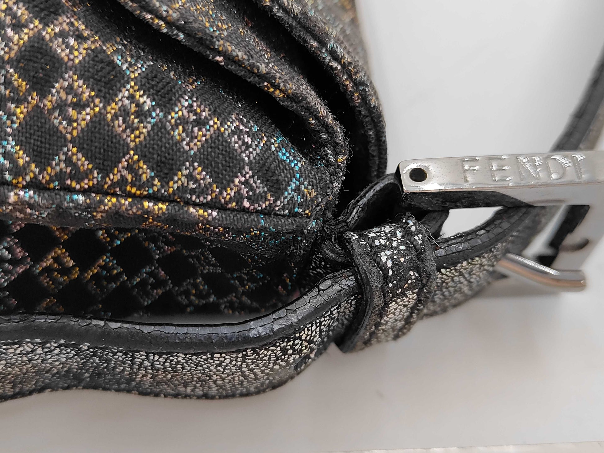 FENDI Mamma Bucket Lamé Shoulder Bag