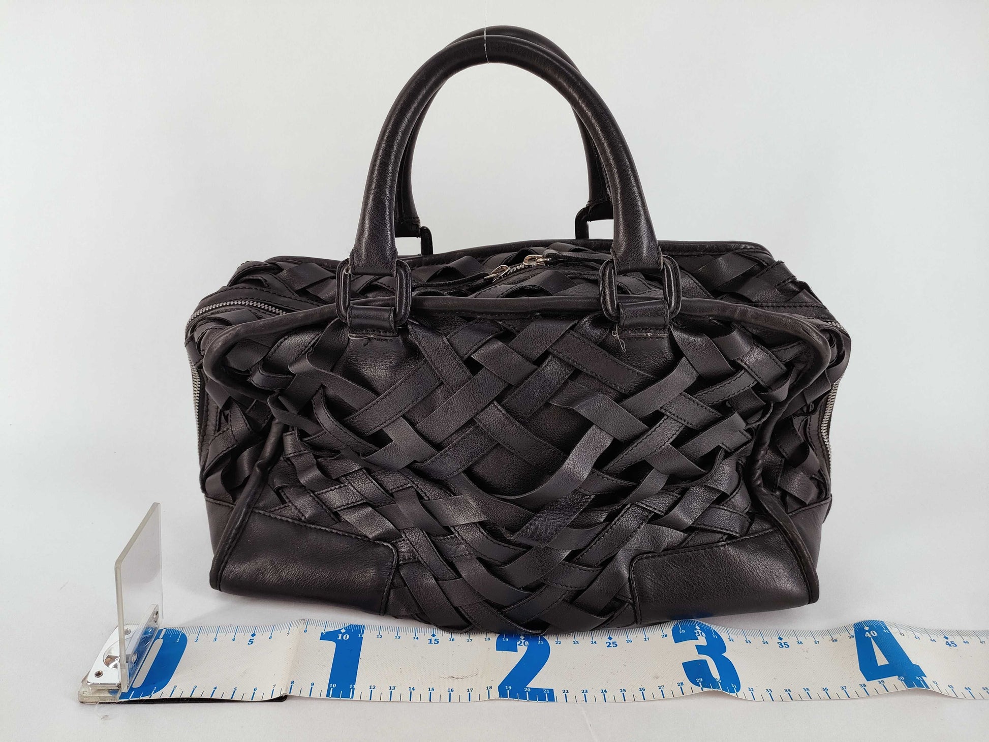 LOEWE Amazona Braided Leather Tote Handbag