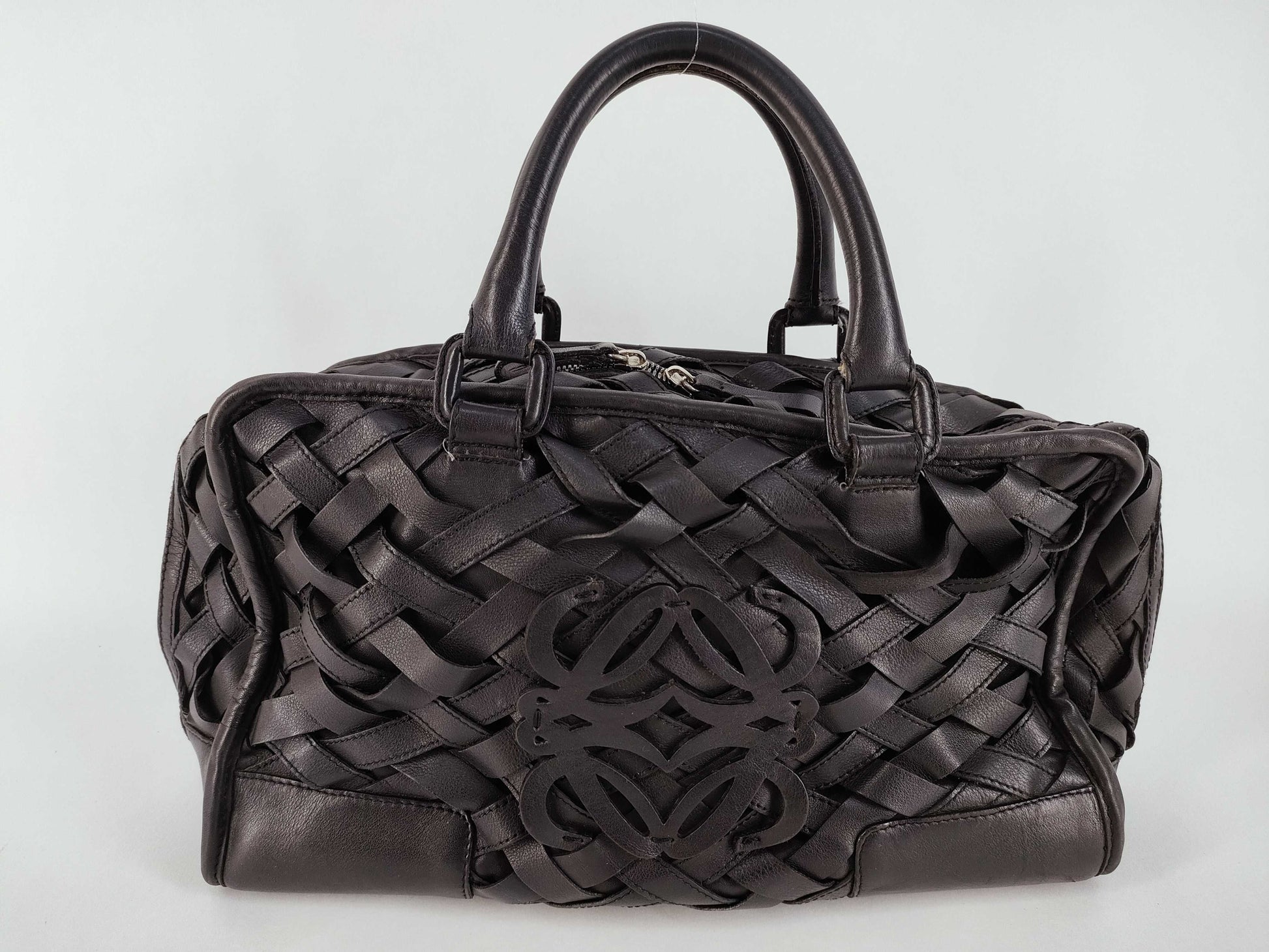 LOEWE Amazona Braided Leather Tote Handbag