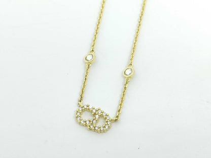 Dior Rhinestone F Pearl Necklace with Box Necklace