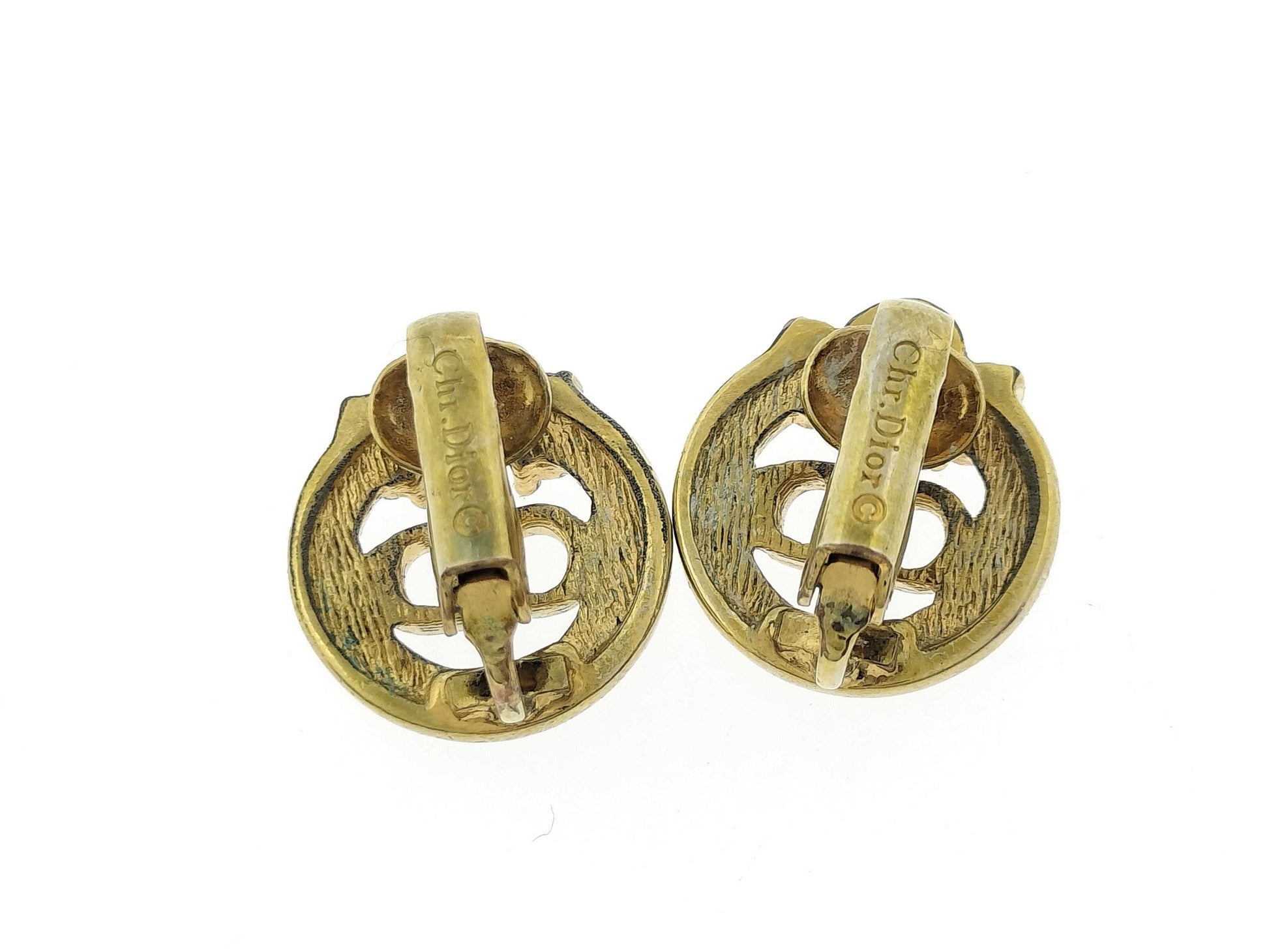 Dior Circle Logo Rhinestone Earrings