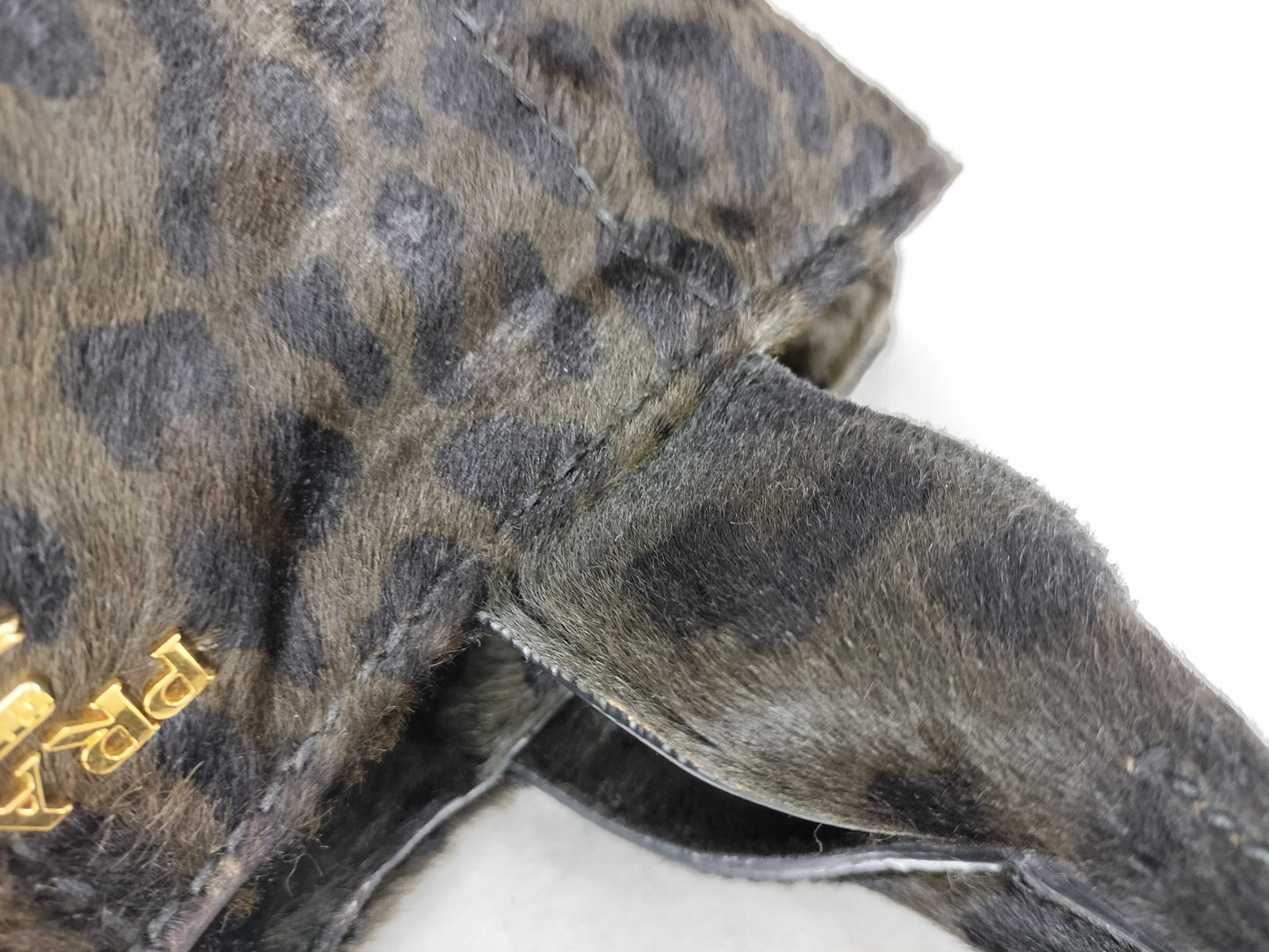 PRADA Prada Harako Leopard Print Canapa Handbag