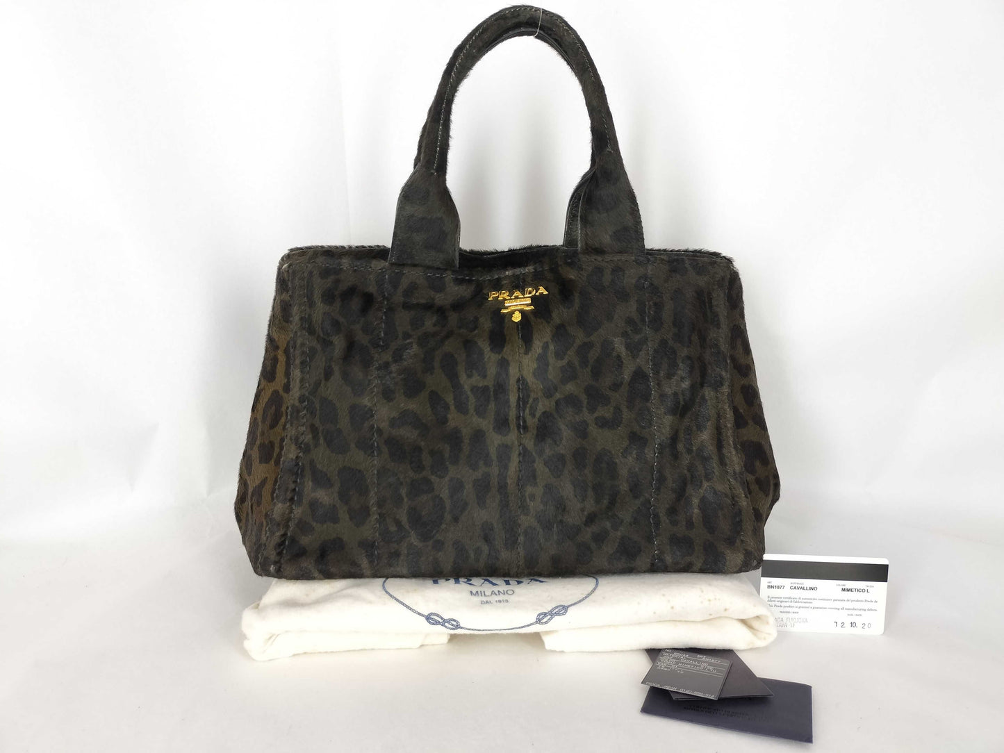 PRADA Prada Harako Leopard Print Canapa Handbag