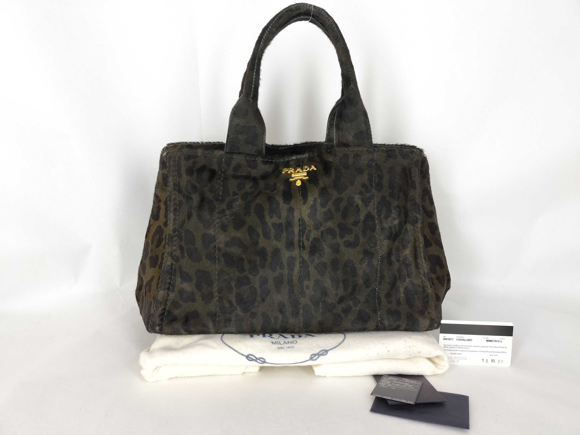 PRADA Prada Harako Leopard Print Canapa Handbag