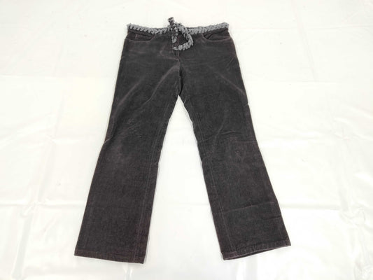 CHANEL 02A Cotton Velvet Pants with Coco Mark P20040 Black Size 42