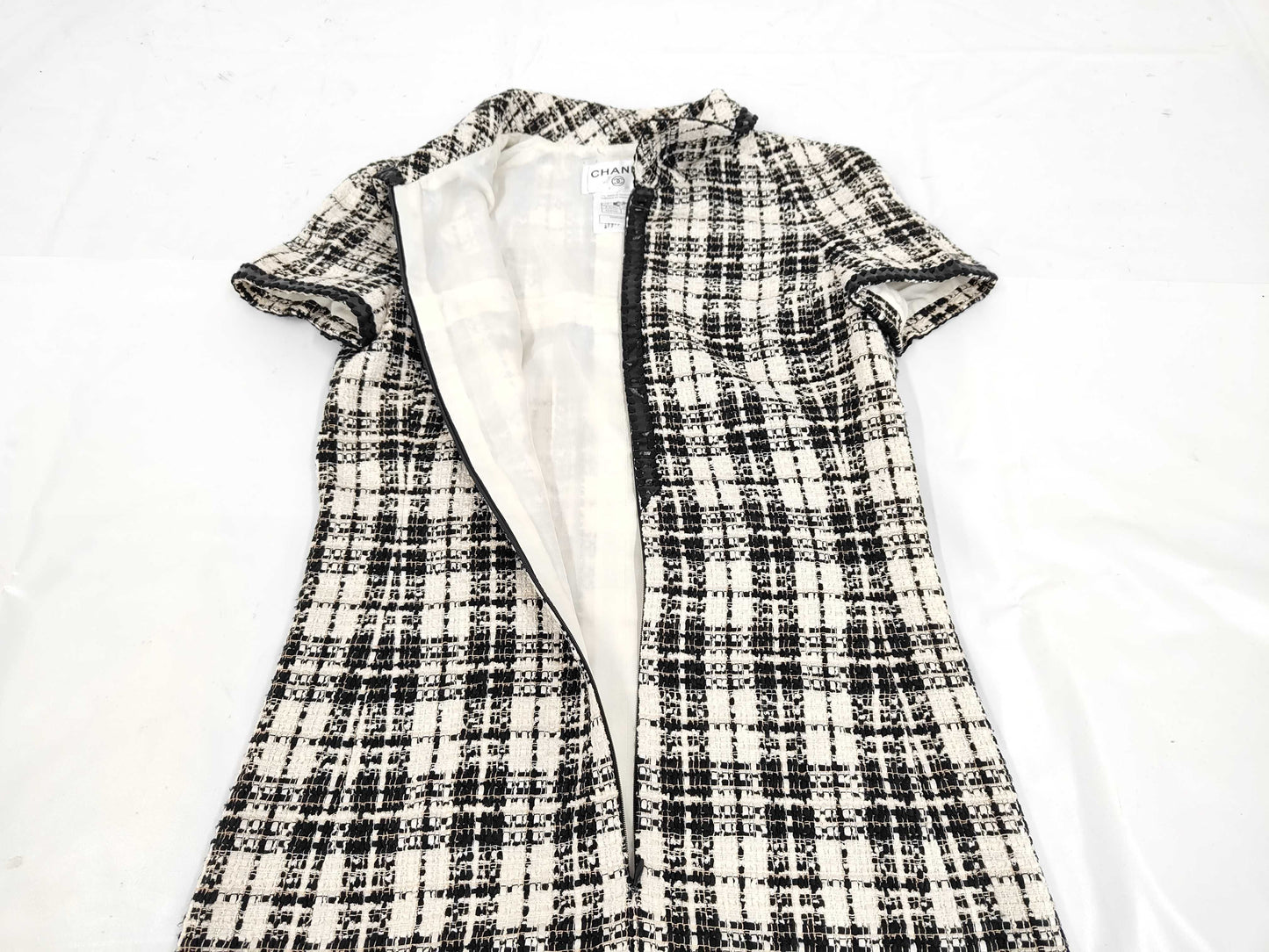 CHANEL 07P Tweed Dress P30487 Black White Size 38 Dress