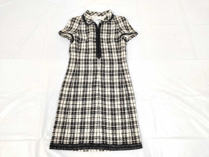 CHANEL 07P Tweed Dress P30487 Black White Size 38 Dress