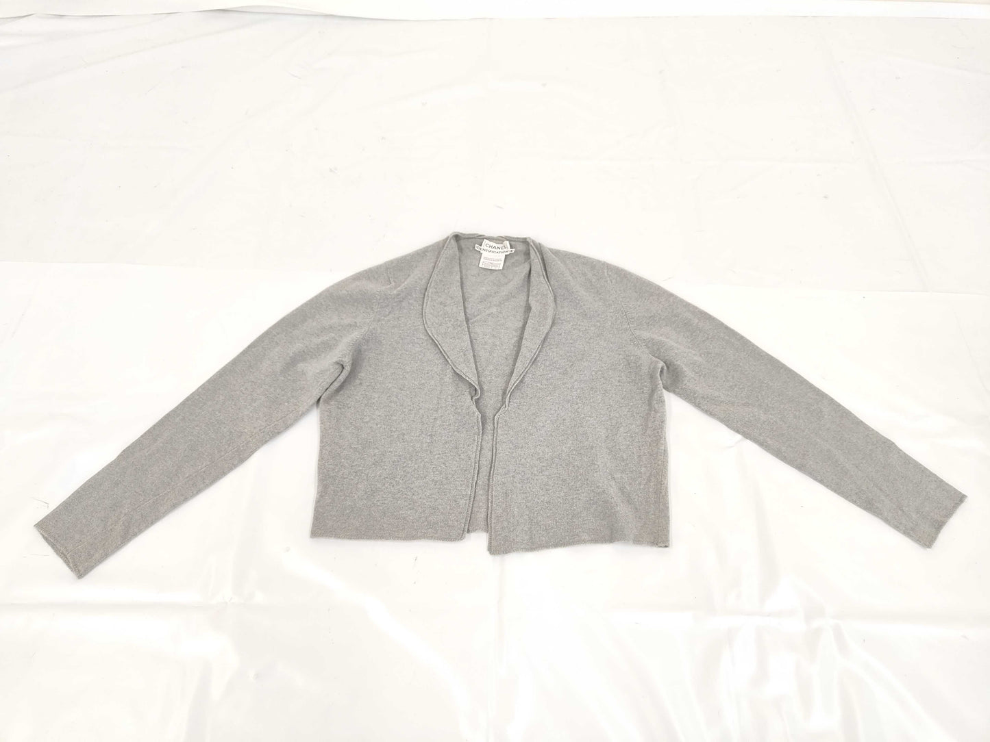 CHANEL 00C Cashmere Knit Cropped Cardigan P15016 Gray 42 Cardigan