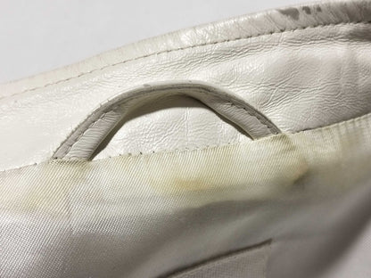 Maison Margiela MM6 20SS Leather Eight-Shaped Rider's Jacket, White, Size 36