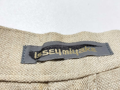 ISSEY MIYAKE 1986 1980s Linen Slacks with Modified Pleats, MG441046, Beige