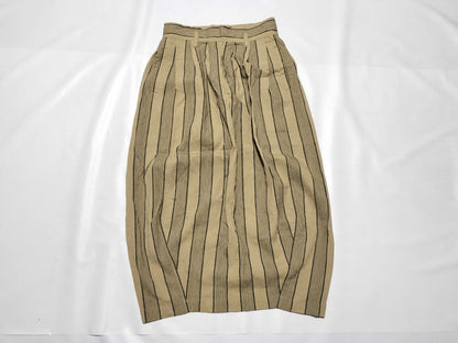ISSEY MIYAKE 80s Brush Tag Linen Striped Skirt JG52118 Beige M Skirt