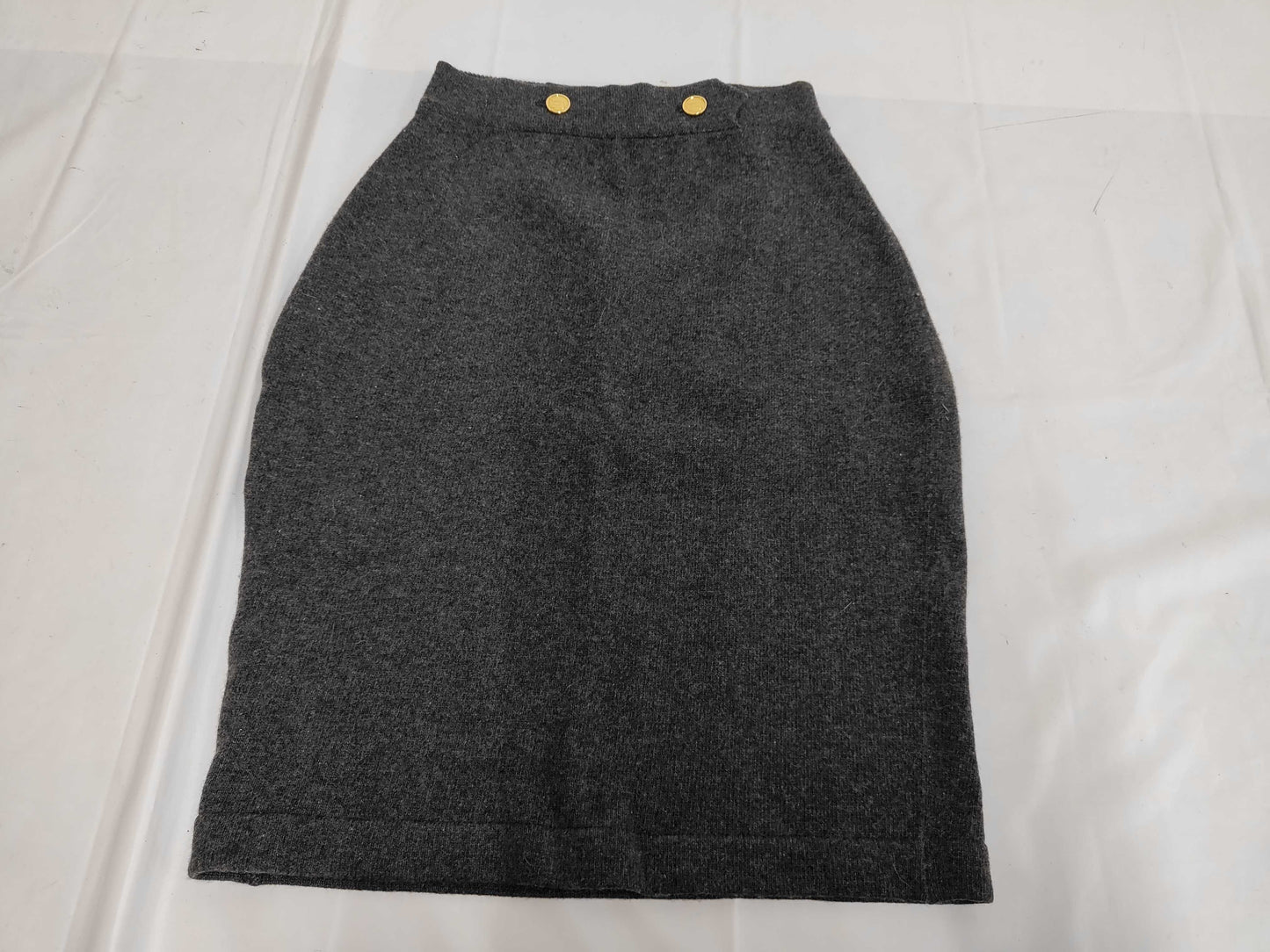 CHANEL Cashmere Matelasse Button Skirt, Gray