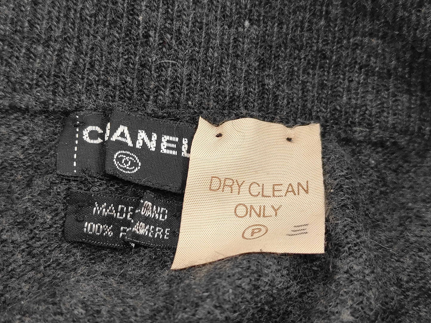 CHANEL Cashmere Matelasse Button Skirt, Gray