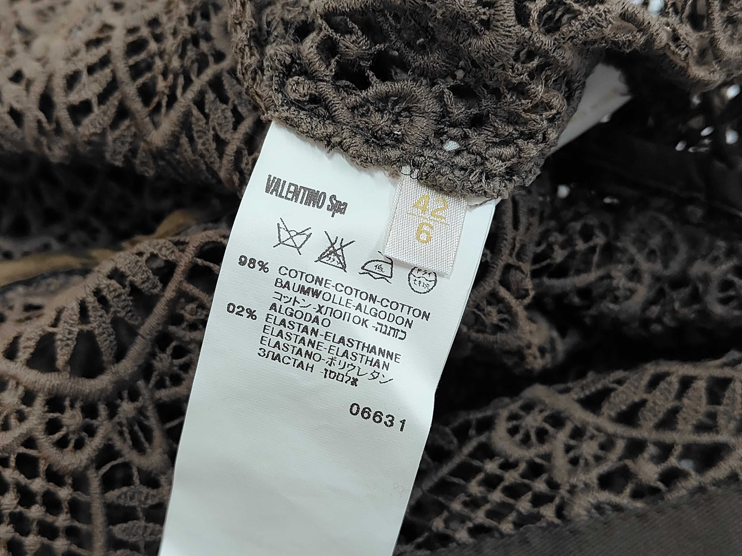 VALENTINO Cotton Full Lace Belted Coat Brown Size 42 Cardigan