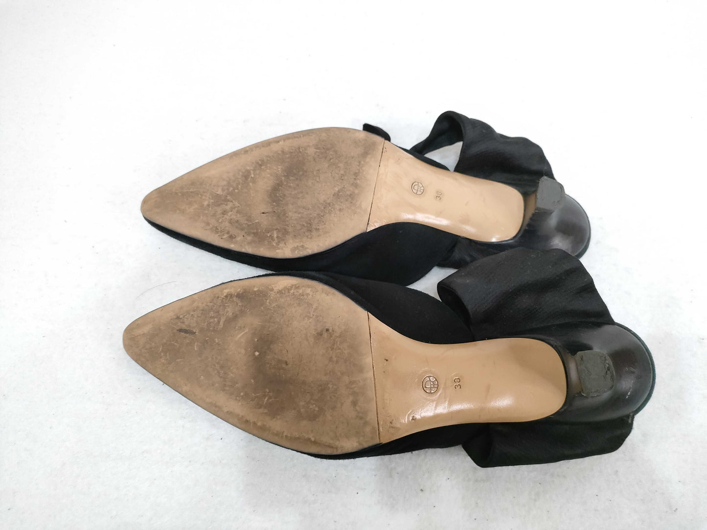 The Row COCO Suede Mules with Ribbon, Black, Size 38