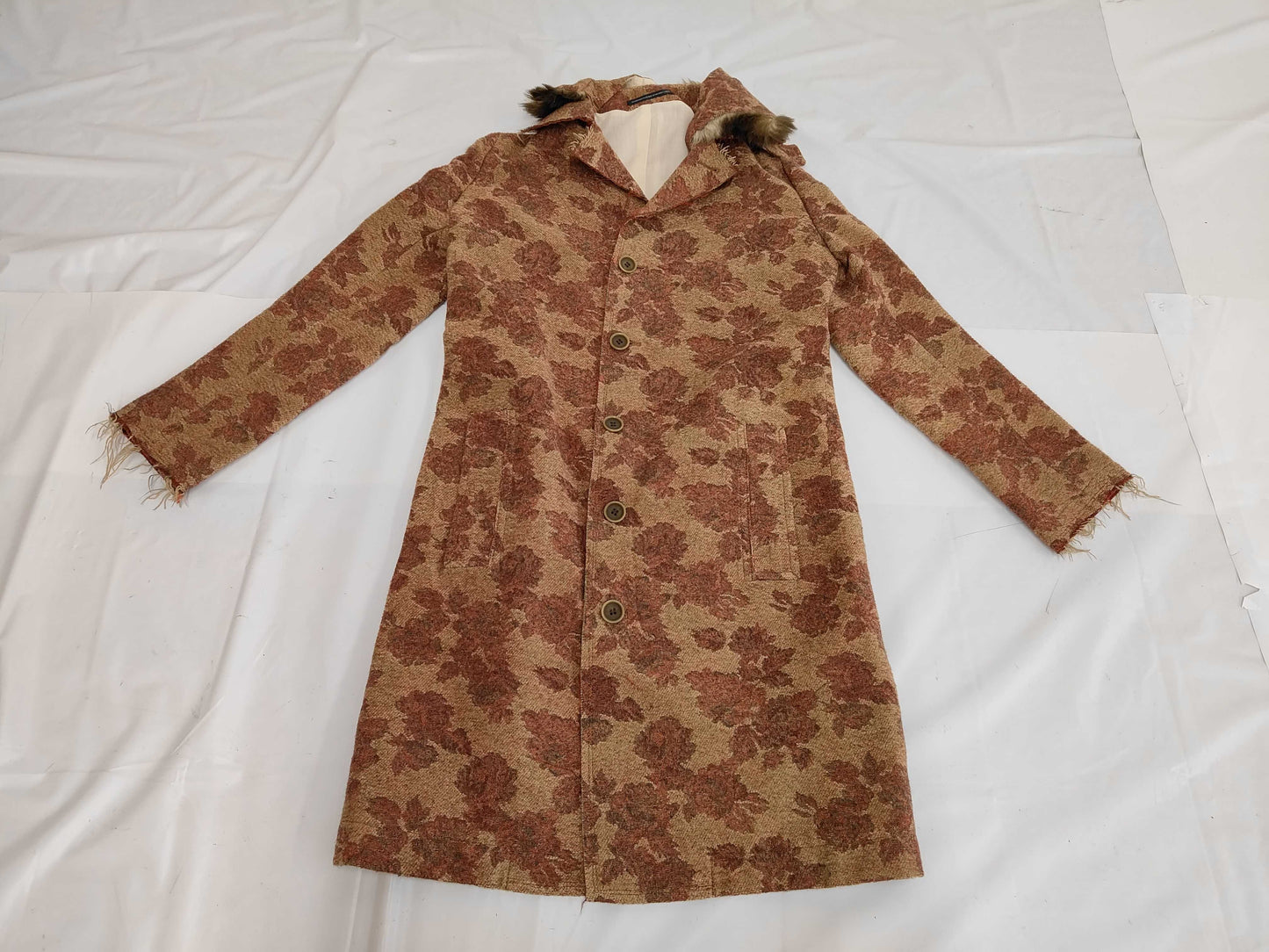 Y's 12AW Flower Jacquard Coat, Stand Collar Coat, YD-C13-907, Multicolor Coat