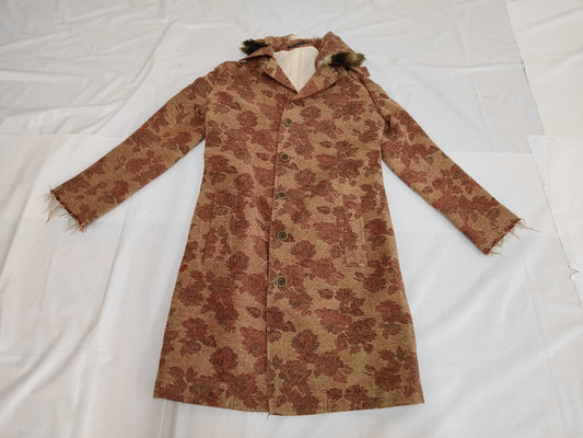 Y's 12AW Flower Jacquard Coat, Stand Collar Coat, YD-C13-907, Multicolor Coat