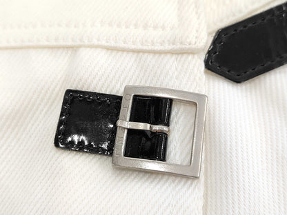 CHANEL 00T Belt Design Skirt P15337 White 40 Skirt