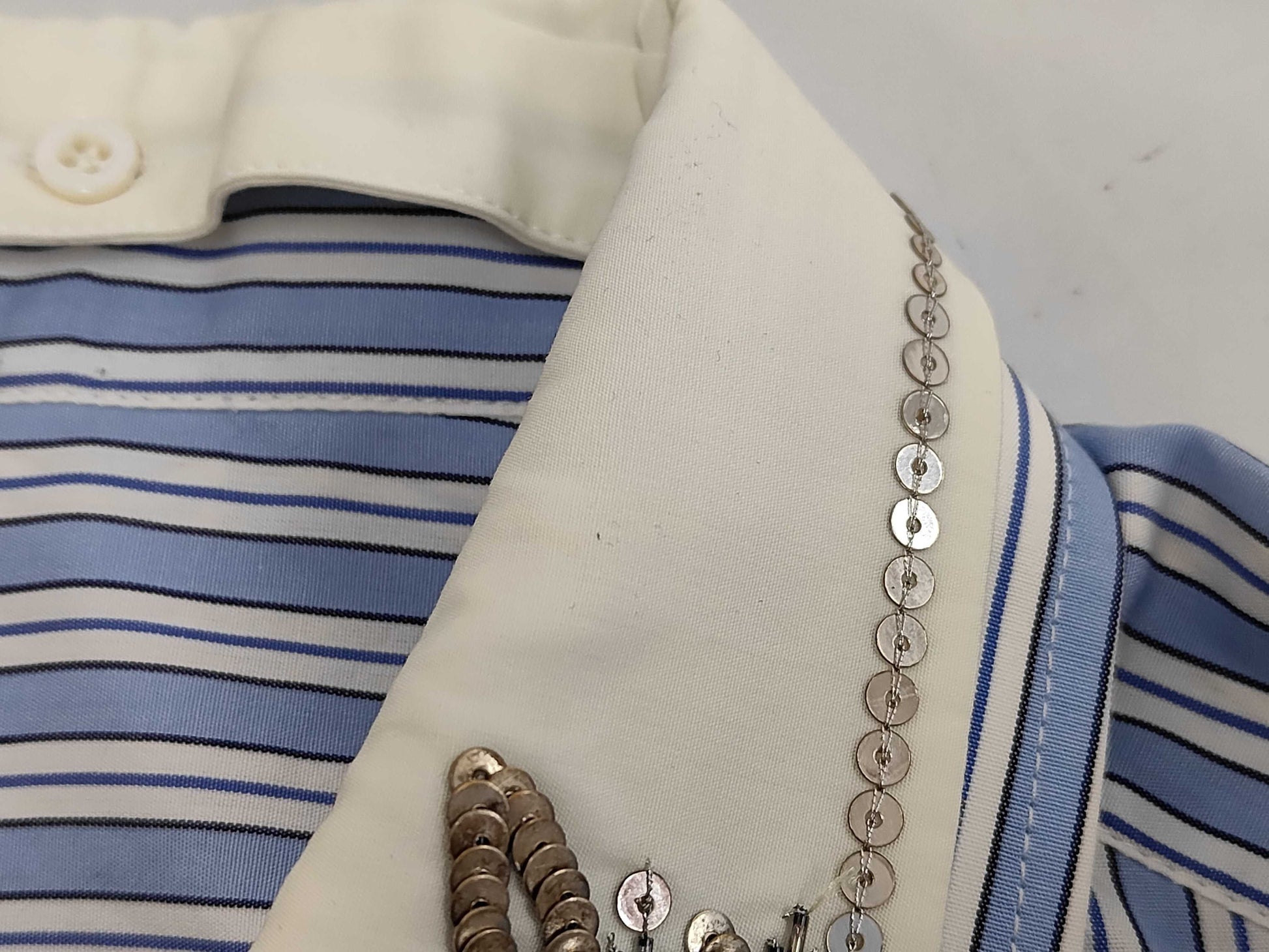 GUCCI 2018 Cotton Shirt Dress with Detachable Striped Collar 