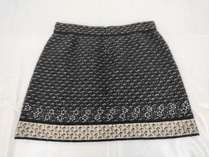CHANEL Silk Mohair Coco Button Skirt P39241 Black Gray Size 44 Skirt