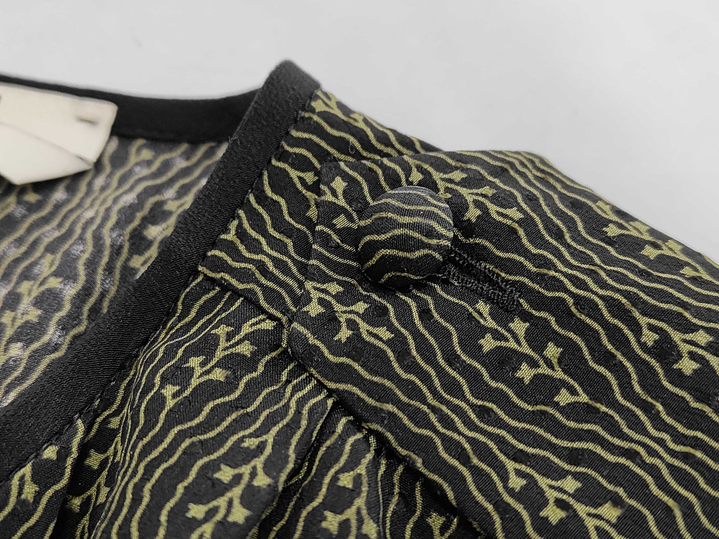 FENDI Shoulder Pad All-Over Print Silk Dress FDA578 Green Size 40 Dress