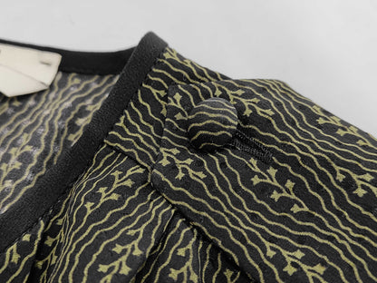 FENDI Shoulder Pad All-Over Print Silk Dress FDA578 Green Size 40 Dress