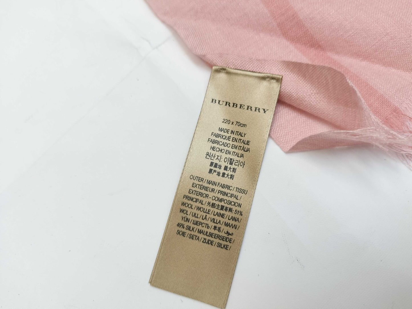 BURBERRY Wool and Silk Scarf Stole Check Scarf