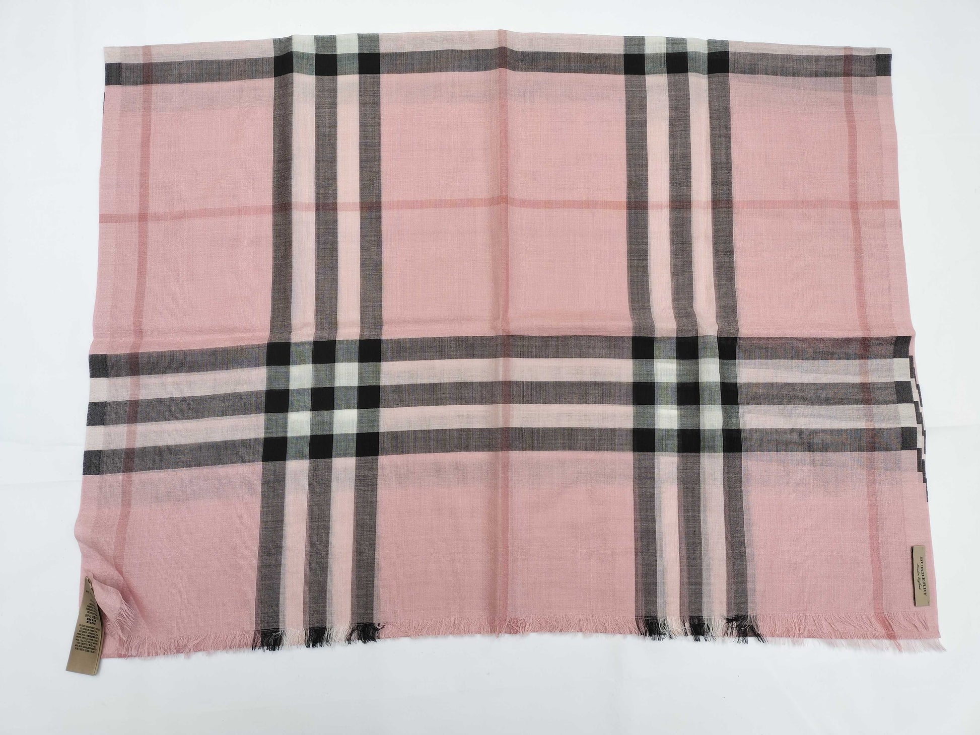 BURBERRY Wool and Silk Scarf Stole Check Scarf