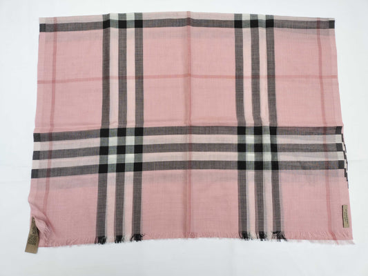 BURBERRY Wool and Silk Scarf Stole Check Scarf