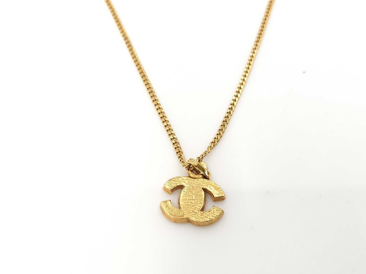 CHANEL 1982 Coco Mark Rhinestone Vintage Necklace in Grand Prix Gold