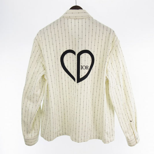 Dior 22SS 48 Heart Logo Denim Jacket, Excellent Condition, Heart Logo Denim Jacket, Swing Top, White, 213D486A5448, Christian Dior Co., Ltd.